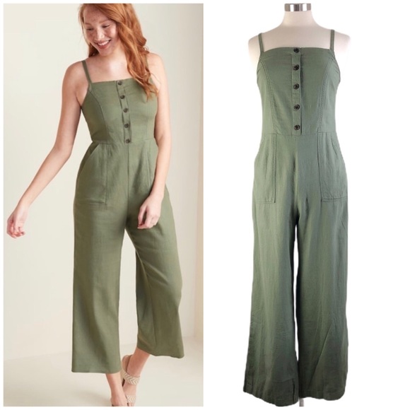 Old Navy Pants - Old Navy | Wide Leg Linen Blend Jumpsuit M Tall